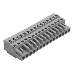 Wago 231 Series Connector, 15-Pole, Female, 15-Way, Snap-In, 16A