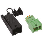 Wago Connector with Strain Relief Housing, 2-Pole, Male, 2-Way, 3A