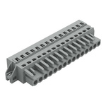 Wago 231 Series Connector, 15-Pole, Female, 15-Way, Snap-In, 16A