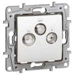 R, SAT, TV White Female 3 Outlet Socket, Flush Mount