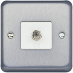 F-Type Satellite Socket Brushed Chrome Female 1 Outlet F Connector, Flush Mount