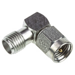 TE Connectivity Right Angle 50Ω RF Adapter SMA Plug to SMA Socket 12.4GHz