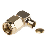 RS PRO, Plug Cable Mount SMA Connector, 50Ω, Solder Termination, Right Angle Body