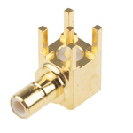 RS PRO, Plug PCB Mount SMB Connector, 50Ω, Solder Termination, Right Angle Body