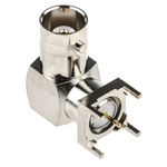 RS PRO, jack PCB Mount BNC Connector, 50Ω, Through Hole Termination, Right Angle Body