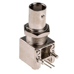 RS PRO, jack PCB Mount BNC Connector, 50Ω, Through Hole Termination, Right Angle Body
