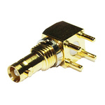 COAX Connectors, jack PCB Mount Micro BNC Connector, 75Ω, Solder Termination, Right Angle Body