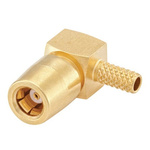 Rosenberger, jack Cable Mount, Flange Mount SMB Connector, 50Ω, Crimp, Solder Termination, Right Angle Body