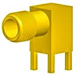 Amphenol RF, jack PCB Mount SMA Connector, 50Ω, Solder Termination, Right Angle Body