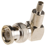 TE Connectivity Right Angle 50Ω Cable Mount BNC Connector, Plug, Silver, Crimp Termination, RG141 A/U, RG58 C/U