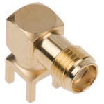 Rosenberger SMA Series, jack PCB Mount SMA Connector, 50Ω, Solder Termination, Right Angle Body