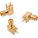 Wurth Elektronik WR-RPSMA Series, jack PCB Mount SMA Connector, Solder Termination, Right Angle Body
