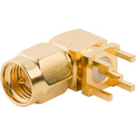 Amphenol RF 901-9894-RFX Series, Plug PCB Mount MMCX Connector, 50Ω, Through Hole Termination, Right Angle Body