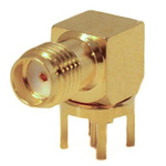 Mueller Electric, jack PCB Mount SMA Connector, 50Ω, Solder Termination, Right Angle Body