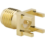 Amphenol RF SMA Series, jack Surface Mount SMA Connector, 50Ω, Solder Termination, Straight Body