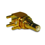 Amphenol RF, jack Bulkhead SMB Connector, Solder Termination, Right Angle Body