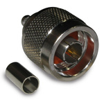 Amphenol RF Plug Cable Mount N Connector, Crimp Termination, Straight Body