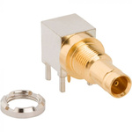 Amphenol RF, jack Bulkhead 1.0/2.3 Connector, Solder Termination, Right Angle Body