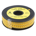 RS PRO Slide On Cable Marker, Pre-printed "D" ,Black on Yellow ,3.6 → 7.4mm Dia. Range
