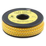 RS PRO Slide On Cable Marker, Pre-printed "K" ,Black on Yellow ,3.6 → 7.4mm Dia. Range