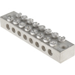 RS PRO 8-Way Double Screw Earth Terminal Block, 0 → 16 AWG Wire, Screw Down, Brass Housing