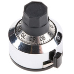 Bourns Potentiometer Knob, Dial Type, 22.2mm Knob Diameter, Chrome, 6mm Shaft