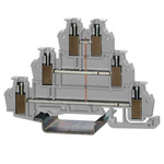 RS PRO Grey Feed Through Terminal Block, 3-Level, Cage Clamp Termination