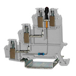 RS PRO Grey Feed Through Terminal Block, 3-Level, Cage Clamp Termination