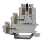 RS PRO Grey Feed Through Terminal Block, 3-Level, Cage Clamp Termination