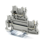 RS PRO Grey Feed Through Terminal Block, 2.5mm², 2-Level, Spring Termination