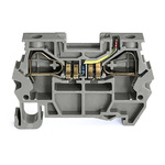 RS PRO Grey Component Terminal Block, 6mm², 1-Level, Spring Termination