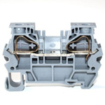 RS PRO Grey Feed Through Terminal Block, 6mm², 1-Level, Spring Termination