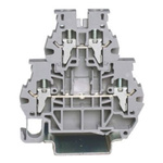 RS PRO Grey Feed Through Terminal Block, 4mm², 2-Level, Clamp Termination