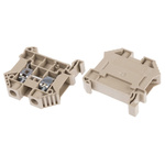 RS PRO Beige DIN Rail Terminal Block, 10mm², Double-Level, Screw Termination