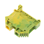 RS PRO Green/Yellow Earth Terminal Block, 10mm², Single-Level, Screw Termination