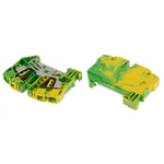 RS PRO Green/Yellow Earth Terminal Block, 6mm², Single-Level, Spring Clamp Termination