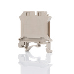 RS PRO Beige DIN Rail Terminal Block, 4mm², Single-Level, Screw Termination