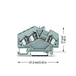 Wago 281 Series Grey Feed Through Terminal Block, 4mm², Single-Level, Cage Clamp Termination