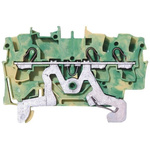 Wago TOPJOB S, 2002 Series Green/Yellow Earth Terminal Block, 2.5mm², Single-Level, Push-In Cage Clamp Termination,