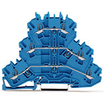 Wago TOPJOB S, 2002 Series Blue Feed Through Terminal Block, 2.5mm², Triple-Level, Push-In Cage Clamp Termination,