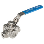 RS PRO Stainless Steel High Pressure Ball Valve 1/4 in BSPP 3 Way