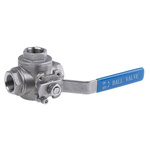 RS PRO Stainless Steel High Pressure Ball Valve 3/4 in BSPP 3 Way