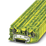 Phoenix Contact ST 4-TWIN-PE Series Green/Yellow Earth Terminal Block, Single-Level, Spring Clamp Termination