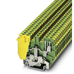 Phoenix Contact UDK 4-PE Series Green/Yellow DIN Rail Terminal Block, Double-Level, Screw Termination