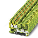 Phoenix Contact PT 2.5-TWIN/1P-PE Series Green/Yellow DIN Rail Terminal Block, 0.14 → 4mm², Single-Level, Plug
