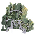 Wago TOPJOB S, 2002 Series Green/Yellow Earth Terminal Block, 2.5mm², Double-Level, Push-In Cage Clamp Termination,