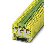 Phoenix Contact STS 2.5-QUATTRO-PE Series Green/Yellow DIN Rail Terminal Block, Single-Level, Spring Clamp Termination