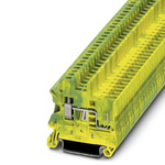 Phoenix Contact UT 2.5/1P-PE Series Green/Yellow Fused DIN Rail Terminal, Single-Level, Screw Termination