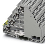 Phoenix Contact ST 4-PE/3L Series Grey DIN Rail Terminal Block, Quadruple-Level, Spring Clamp Termination