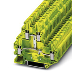 Phoenix Contact UTTB 4-PE Series Green/Yellow Fused DIN Rail Terminal, Double-Level, Screw Termination, Fused